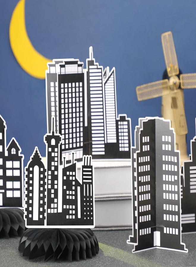 Pickmesh 12 Pieces Hero Party Decorations City Skyscraper Honeycomb Centerpieces Table Decorations Skyline Buildings Table Topper for Hero Birthday Skyscraper Party Supplies - Image 3